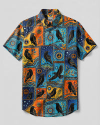 BOHEMIAN RAVEN  COLLAGE BUTTON-DOWN COLLAR SHIRT  - TLTW2608263