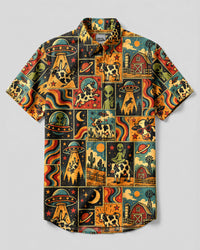 ALIEN COW RETRO  BUTTON-DOWN COLLAR SHIRT - TLHG1609262