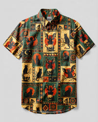 BLACK CAT HALLOWEEN BUTTON-DOWN COLLAR SHIRT  - TLNT0309267