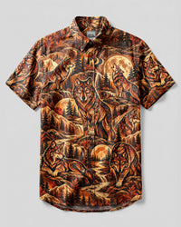 TRIBAL WOLF PATTERN BUTTON-DOWN COLLAR SHIRT  - TLNT1310261