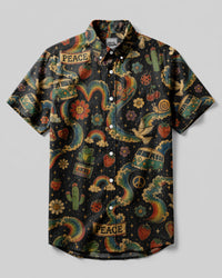 PEACE LOVE RAINBOW TRAILS BUTTON-DOWN COLLAR SHIRT - KMTM1706262