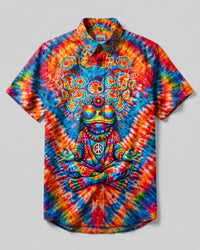 BOHEMIAN YOGA FROG BUTTON-DOWN COLLAR SHIRT - TLTW0308262