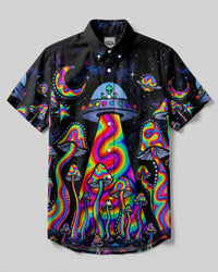 PSYCHEDELIC UFO MUSHROOM COLORFUL BUTTON-DOWN COLLAR SHIRT   - TLTW1606264