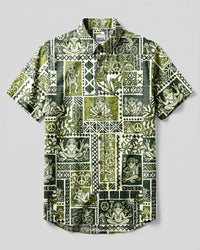 PEACEFUL FROG TRIBAL PATCHWORK BUTTON-DOWN COLLAR SHIRT - TLNT20082610