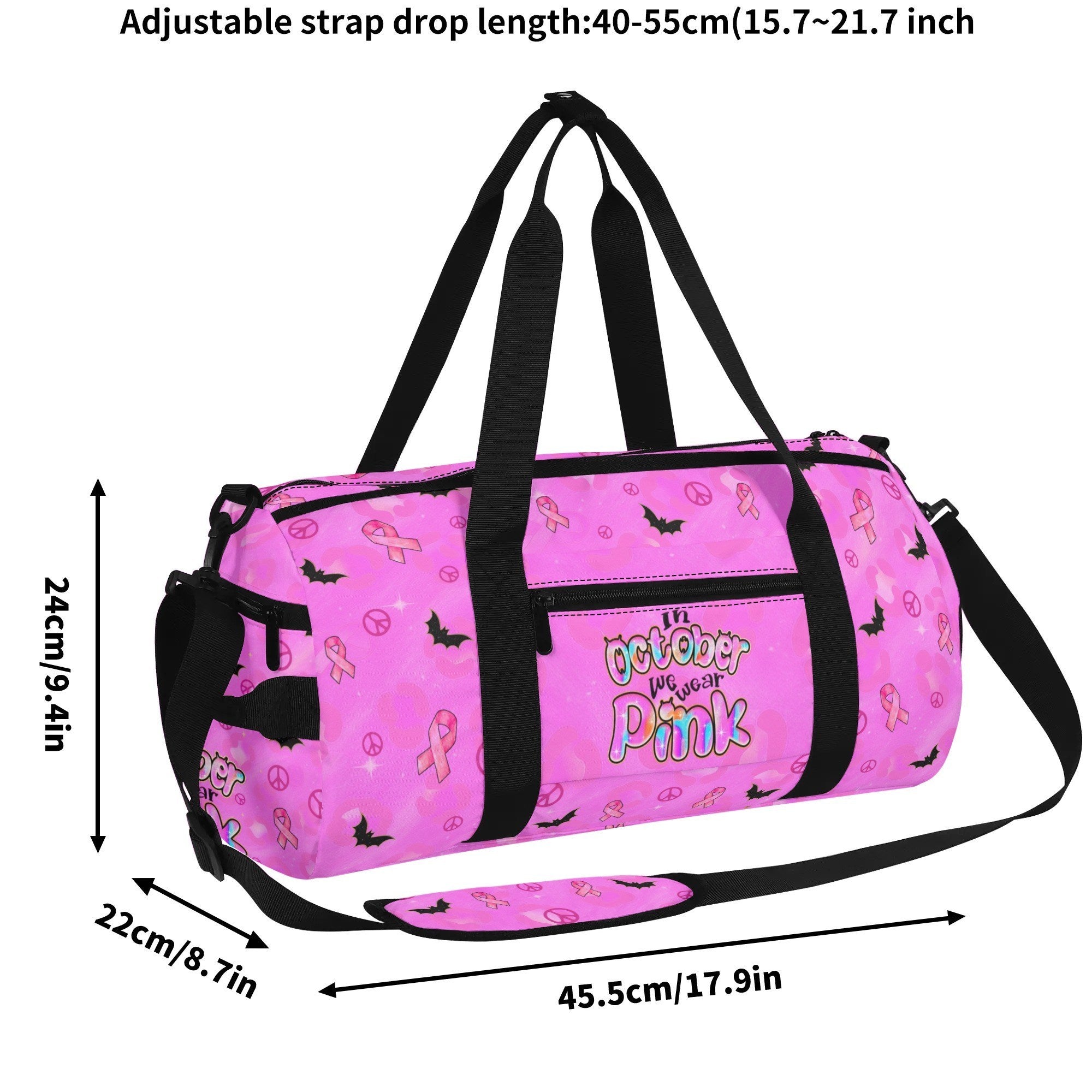 IN OCTOBER WE WEAR PINK BOO BREAST CANCER AWARENESS TRAVELLING BAG - TYTD1308251