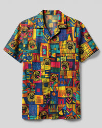 COLORFUL PUG DOG MOSAIC CAMP SHIRT - TLNO2208263