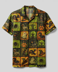 SPOOKY DACHSHUND DOG HALLOWEEN PATCHWORK CAMP SHIRT - TLNO3007267