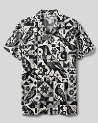 RAVEN CELESTIAL GEOMETRIC TRIBAL CAMP SHIRT  - TLTW2909267
