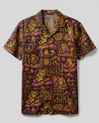 NEON PSYCHEDELIC FROG PATCHWORK CAMP SHIRT - TLTW2008265
