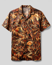 TRIBAL WOLF PATTERN CAMP SHIRT  - TLNT1310262