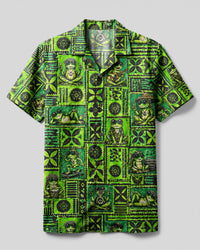 TRIBAL HIPPIE FROG PATCHWORK CAMP SHIRT - TLNT1109267