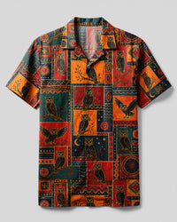 BOHO OWL PATCHWORK CAMP SHIRT  - TLNT0309265