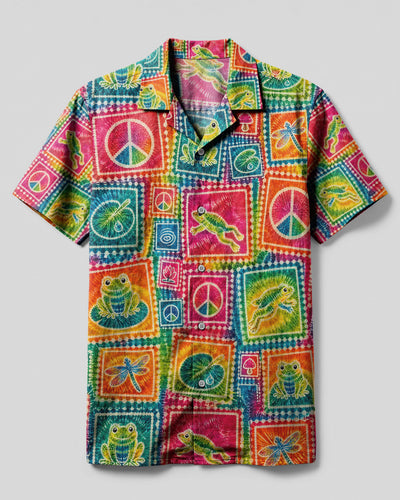 FROG PEACE PATCHWORK CAMP SHIRT - KMTM0307261