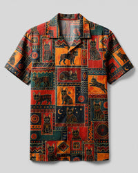 TRIBAL FRENCH BULLDOG PATCHWORK CAMP SHIRT - TLNT25082611