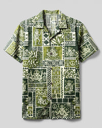 PEACEFUL FROG TRIBAL PATCHWORK CAMP SHIRT - TLNT20082611