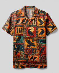 RAVEN MYSTIC CELESTIAL PATCHWORK CAMP SHIRT  - TLNT2909268