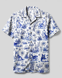 GROOVY CORGI DOG TOILE PRINT CAMP SHIRT - TLNT0809265