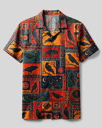 TRIBAL RAVEN PATCHWORK CAMP SHIRT - TLNT1908268