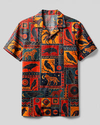 BOHO WOLF AND RAVEN PATCHWORK CAMP SHIRT  - TLNT0909262