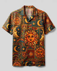 CELESTIAL SUN AND MOON MOSAIC CAMP SHIRT - TLNT1209262