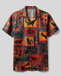 TRIBAL AUSTRALIAN SHEPHERD DOG PATCHWORK CAMP SHIRT - TLNT2108264