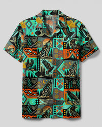 WOLF RAVEN TRIBAL WILDERNESS PATCHWORK CAMP SHIRT  - TLTW0909263