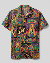 FUNNY COW RAINBOW UFO PATCHWORK CAMP SHIRT - TLTW1609262