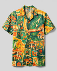GROOVY FROG AND MUSHROOM PATCHWORK CAMP SHIRT - TYLN0309264