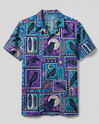 CELESTIAL RAVEN BOHO PATCHWORK CAMP SHIRT  - TLTW0110261