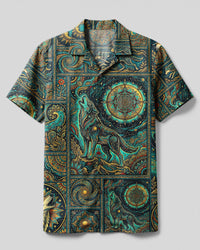CELESTIAL WOLF PATCHWORK CAMP SHIRT - TYLN1509265