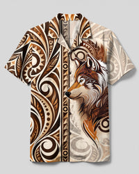 WOLF TRIBAL SPLITWORK CAMP SHIRT - TLTW1109264
