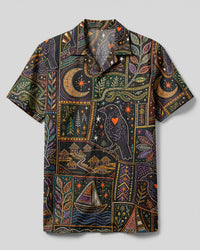 MYSTIC RAVEN TAPESTRY PATCHWORK CAMP SHIRT - TYLN2108264