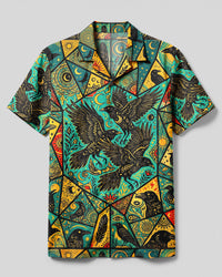 CELESTIAL MYSTIC RAVEN GRID CAMP SHIRT - TYLN1609262