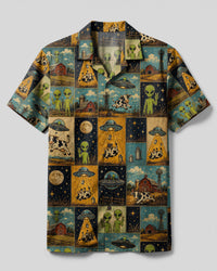 ALIEN COW FARM PATCHWORK CAMP SHIRT - TLTW0708263