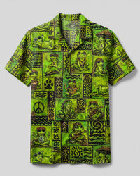 PEACEFUL FROG TRIBAL PATCHWORK CAMP SHIRT - TLTW3107262