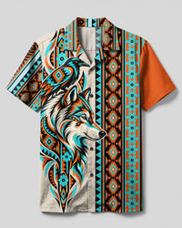 WOLF AND RAVEN TRIBAL SPLITWORK CAMP SHIRT - TLTW1209268