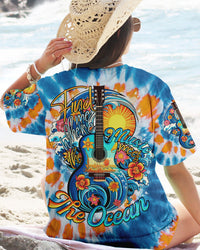 FIND ME WHERE THE MUSIC MEETS THE OCEAN GUITAR TIE DYE ALL OVER PRINT - TLNO2306231