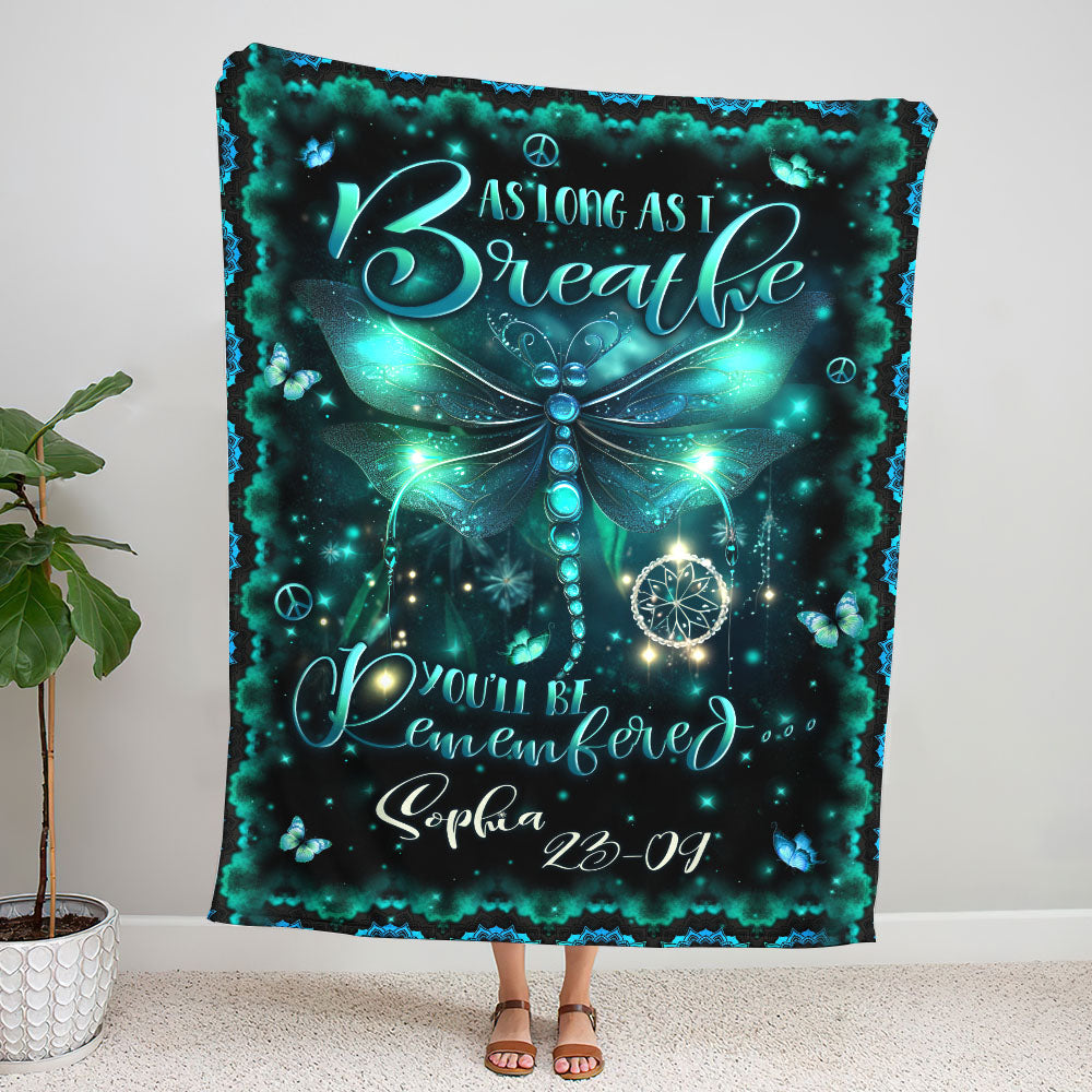 PERSONALIZED YOU'LL BE REMEMBERED DRAGONFLY FLEECE BLANKET - YHLN0602252