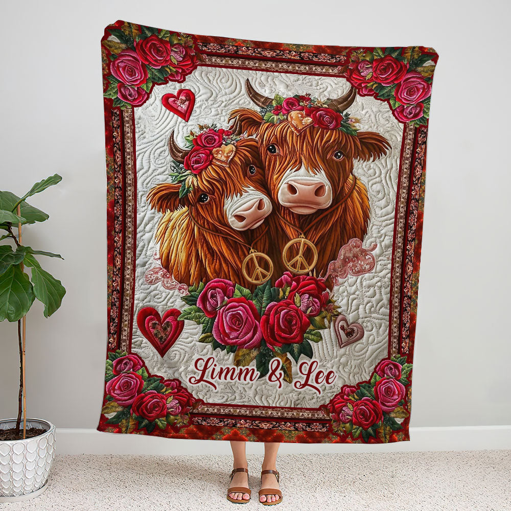 PERSONALIZED COUPLE COW FLEECE BLANKET - YHLT0502254