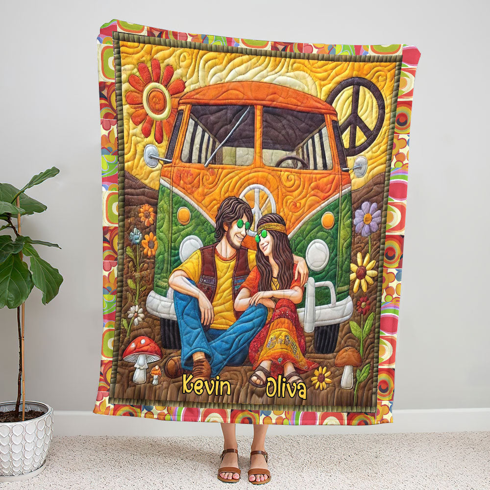 PERSONALIZED HIPPIE COUPLE FLEECE BLANKET - YHLN13022254