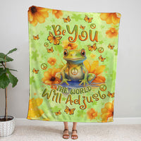 BE YOU THE WORLD WILL ADJUST FROG WOVEN AND FLEECE BLANKET  - TLNO3110235