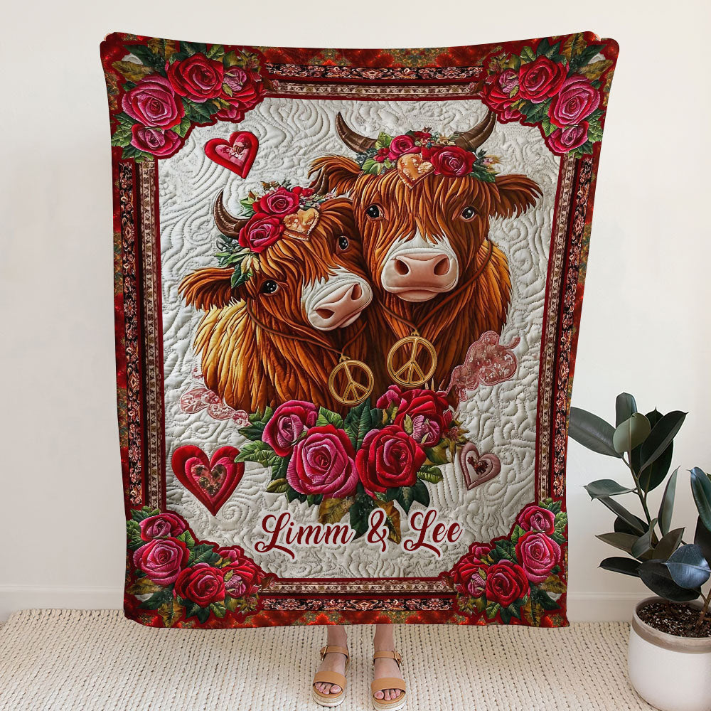 PERSONALIZED COUPLE COW FLEECE BLANKET - YHLT0502254