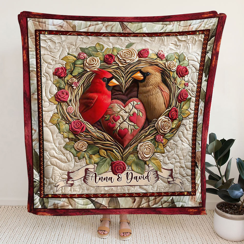 PERSONALIZED COUPLE HUMMINGBIRD FLEECE BLANKET - YHLT1202254