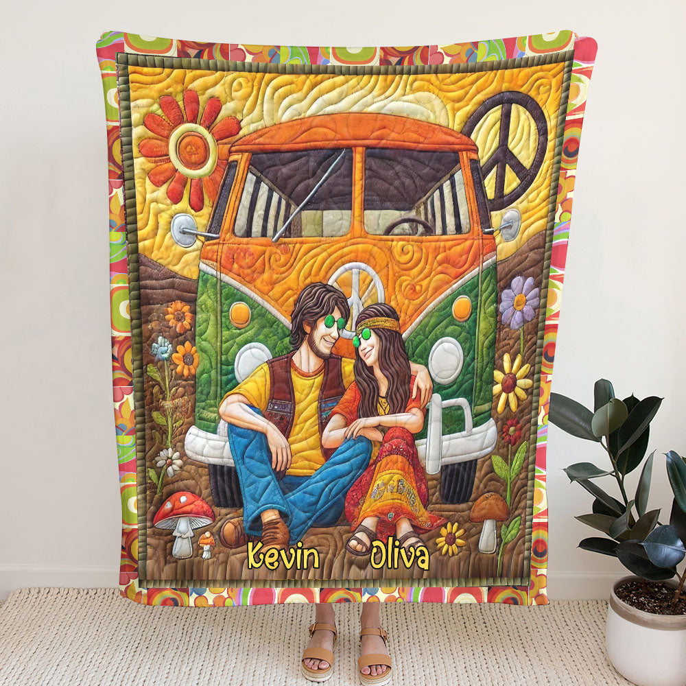 PERSONALIZED HIPPIE COUPLE FLEECE BLANKET - YHLN13022254