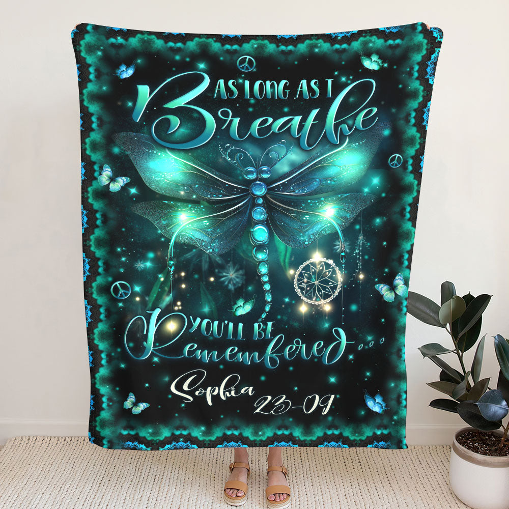 PERSONALIZED YOU'LL BE REMEMBERED DRAGONFLY FLEECE BLANKET - YHLN0602252