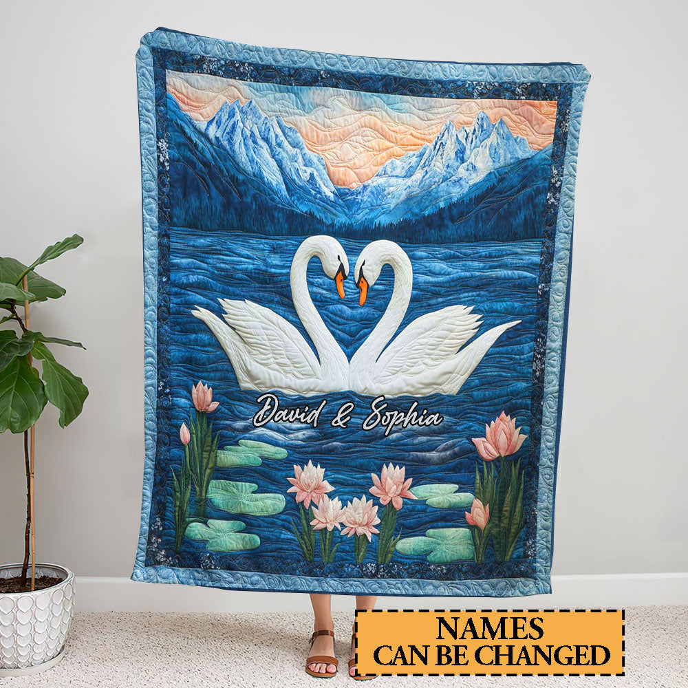 PERSONALIZED COUPLE SWAN FLEECE BLANKET - YHLN2702254