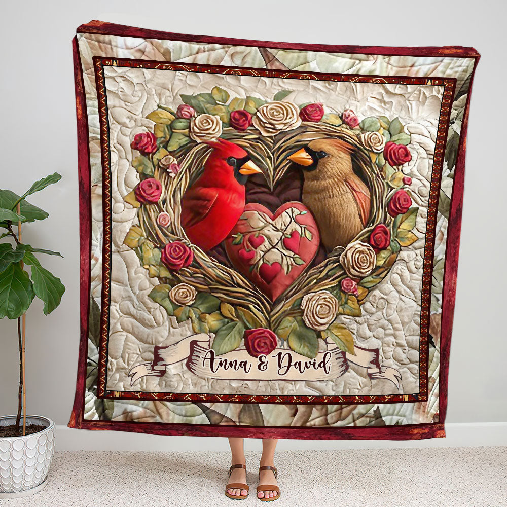 PERSONALIZED COUPLE HUMMINGBIRD FLEECE BLANKET - YHLT1202254