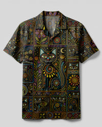 MYSTIC CAT TAPESTRY PATCHWORK CAMP SHIRT - TYPQ2108264
