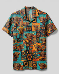 HIGHLAND COW MOSAIC CAMP SHIRT - TYPQ1509265