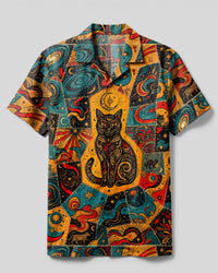 COSMIC CAT PATCHWORK CAMP SHIRT - TYPQ2909266